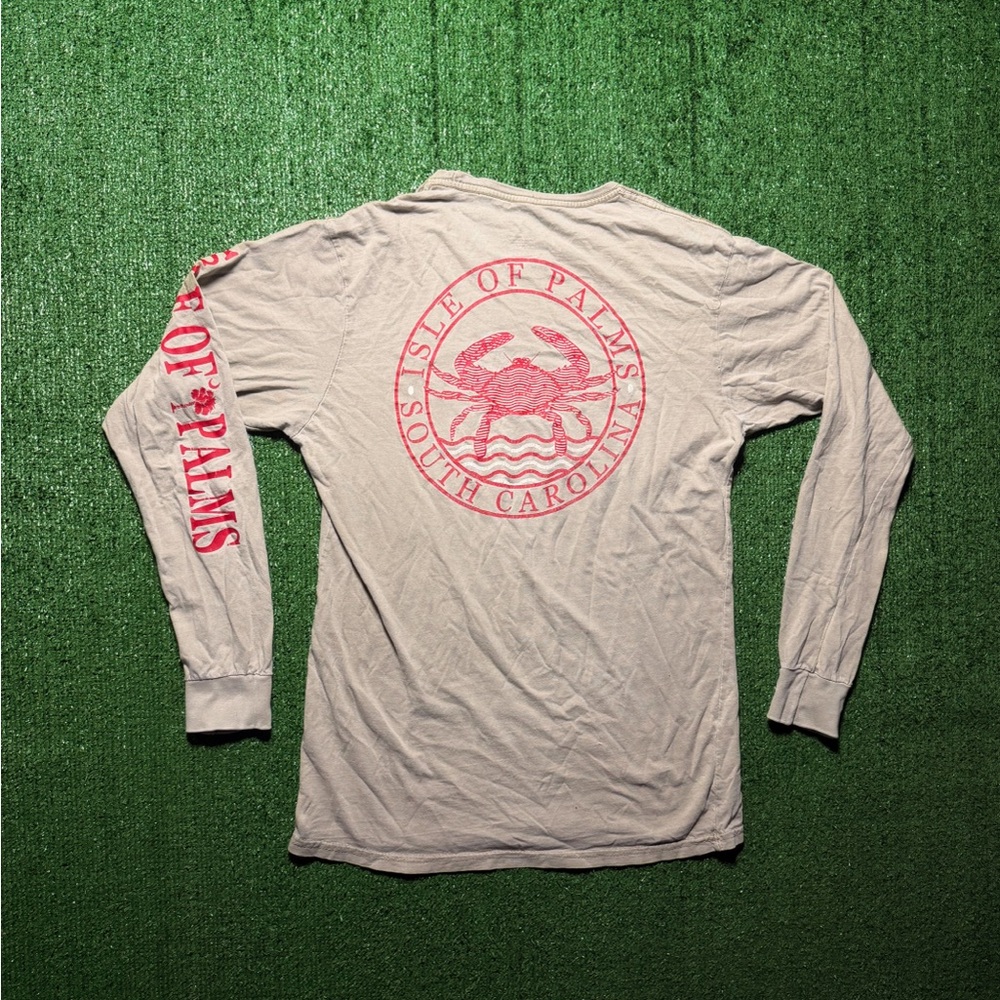 Isle of Palms Long Sleeve Tee - Cream and Red